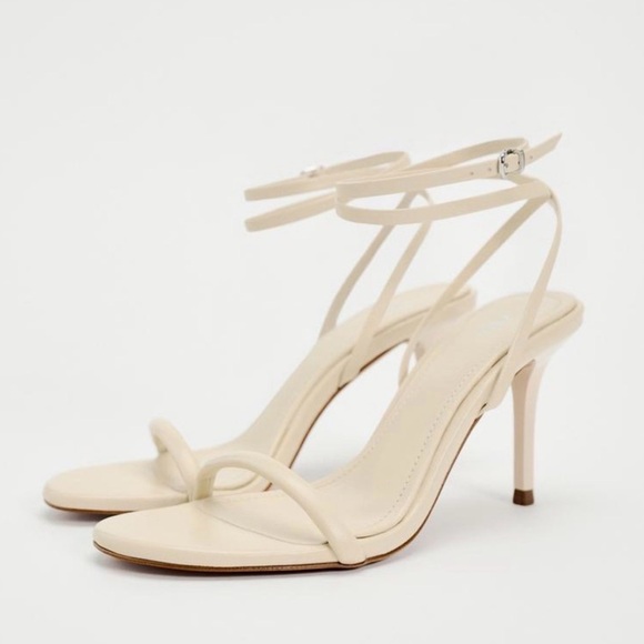 Zara Shoes - Zara High Heeled Tubular Strap Leather Sandals